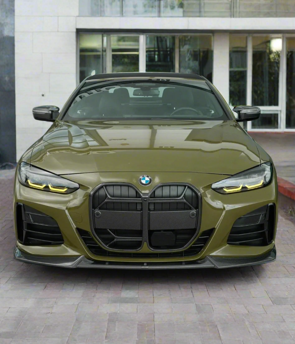 Close-up of BMW G22 CSL Style Carbon Fiber Front Grille