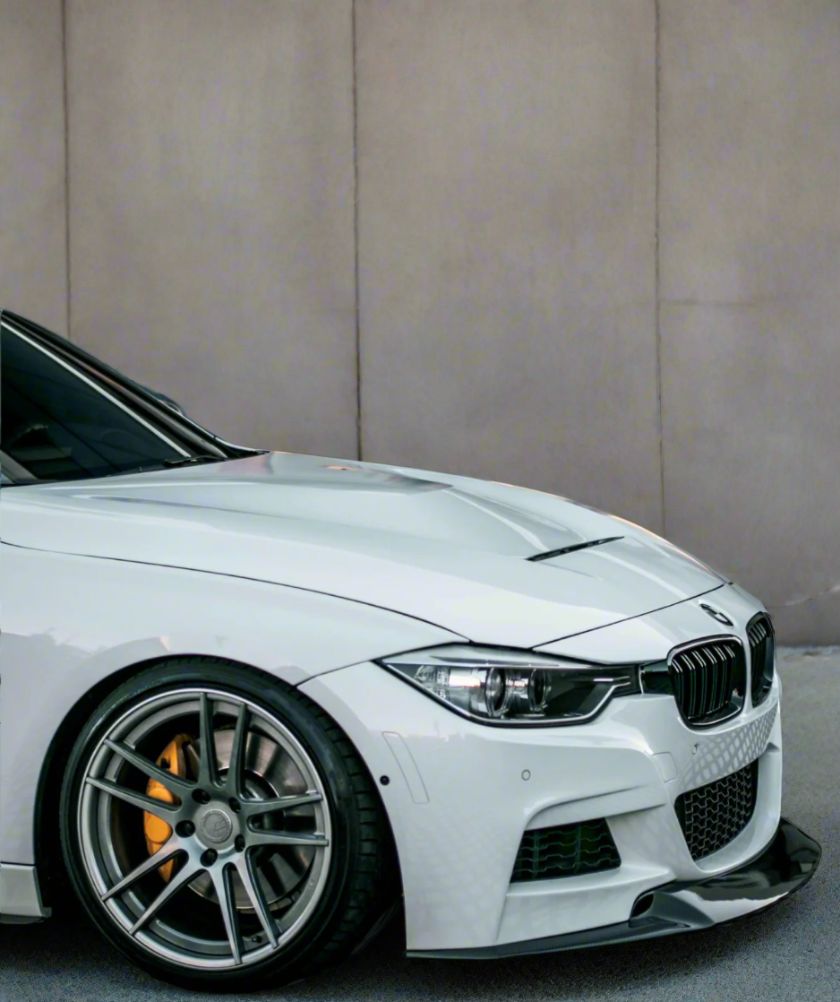 BMW F30 carbon fiber front lip JHP style premium carbon weave detail
