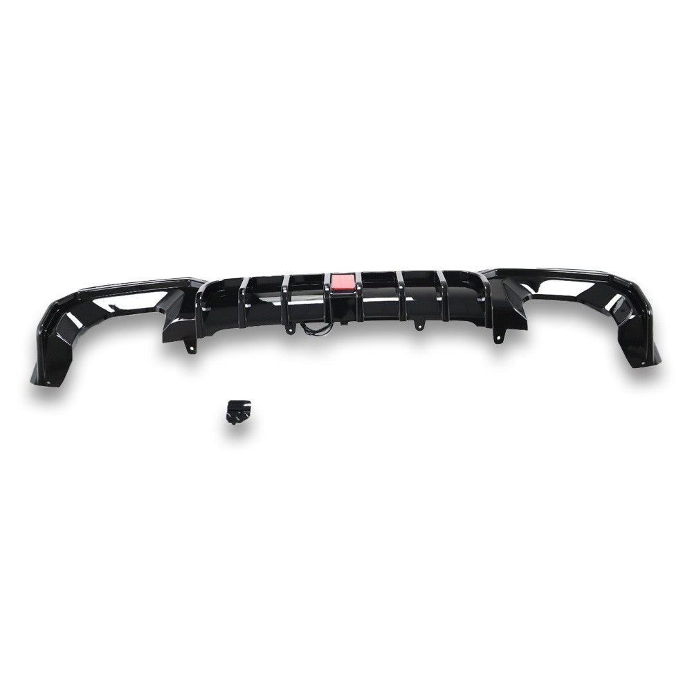 Close-up of BMW G01 X3 LCI CP Style ABS Rear Diffuser with Integrated Brake Light