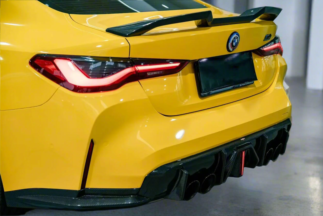 V-style carbon fiber BMW G80 M3 rear spoiler by Ausen Performance