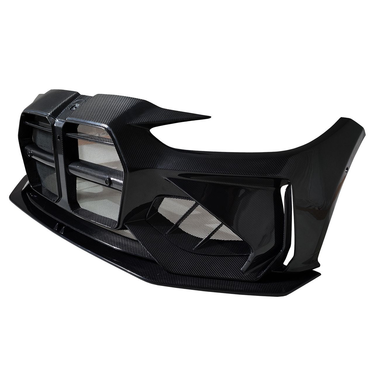 Full replacement front bumper for BMW G80 M3 with premium carbon fiber lip