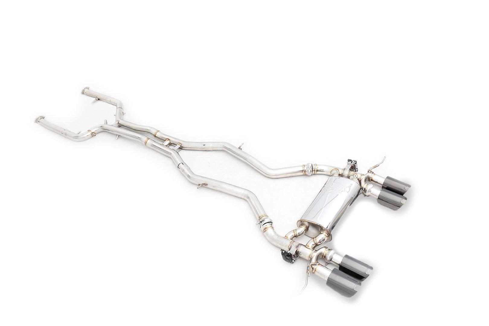 Polished stainless steel tip of S58 Valved Catback Exhaust for BMW M3 and M4