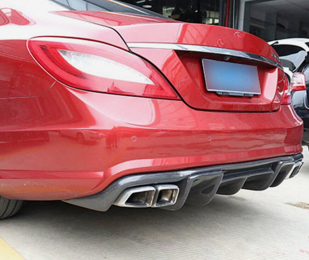 Carbon Fiber Rear Diffuser Mercedes CLS 550 installed on AMG bumper