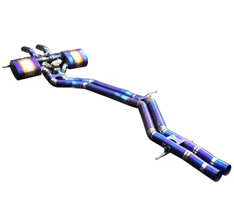 Close-up of Ausen Performance titanium valved exhaust for Lamborghini Urus