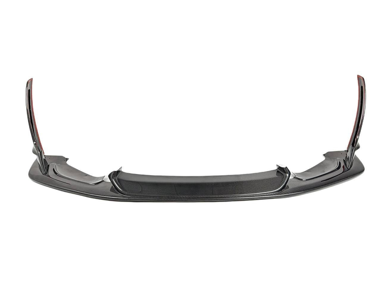 Aggressive styling of BMW F82 M4 with carbon fiber front splitter