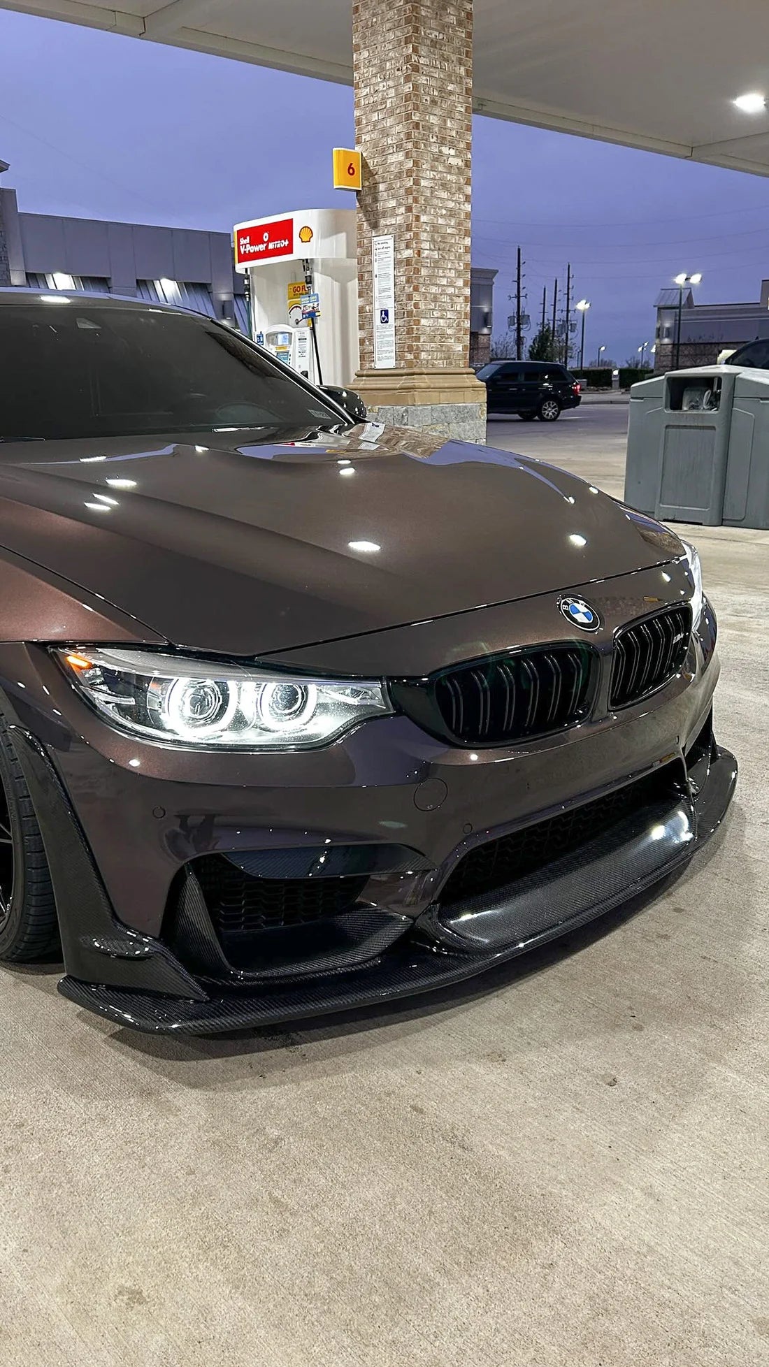 BMW F80 M3 front lip carbon fiber Laptor style installed front view