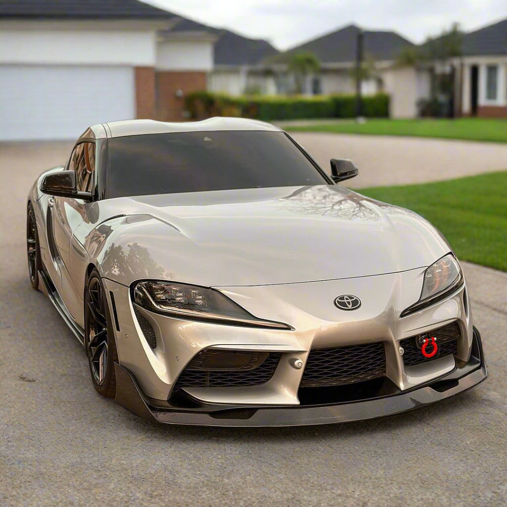 Toyota A90 Supra AG Style Carbon Fiber Front Lip Installed