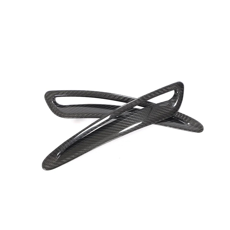 Side angle of Toyota A90 Supra carbon fiber hood vent scoop
