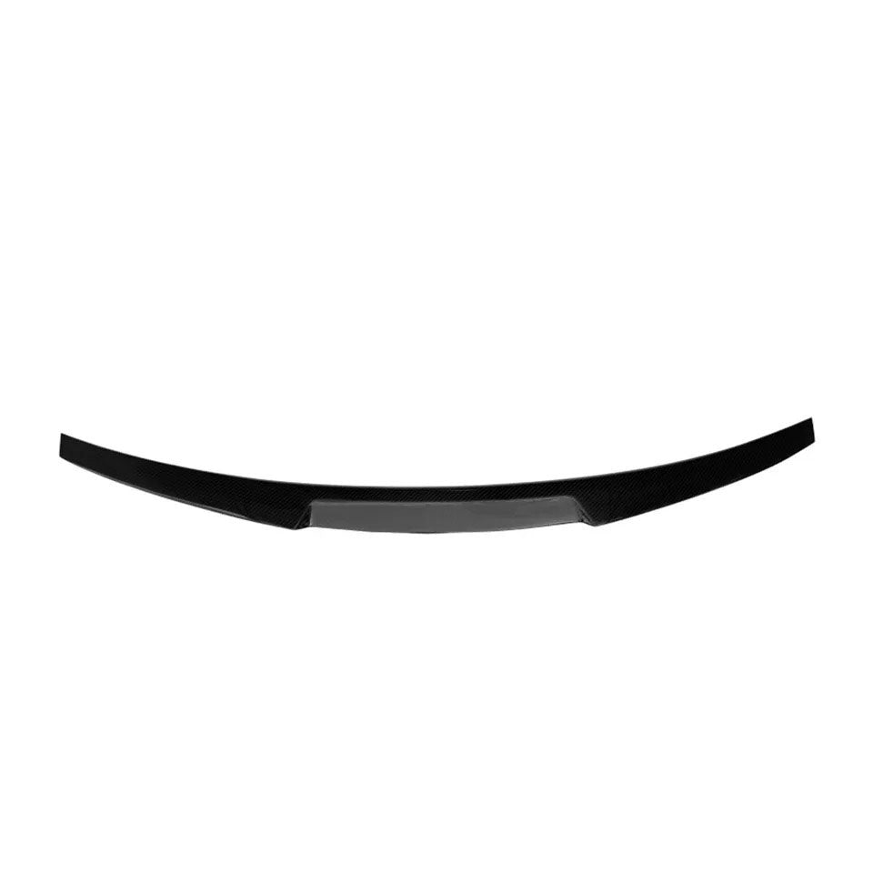 Premium carbon fiber Audi RS4 trunk spoiler installed on sedan
