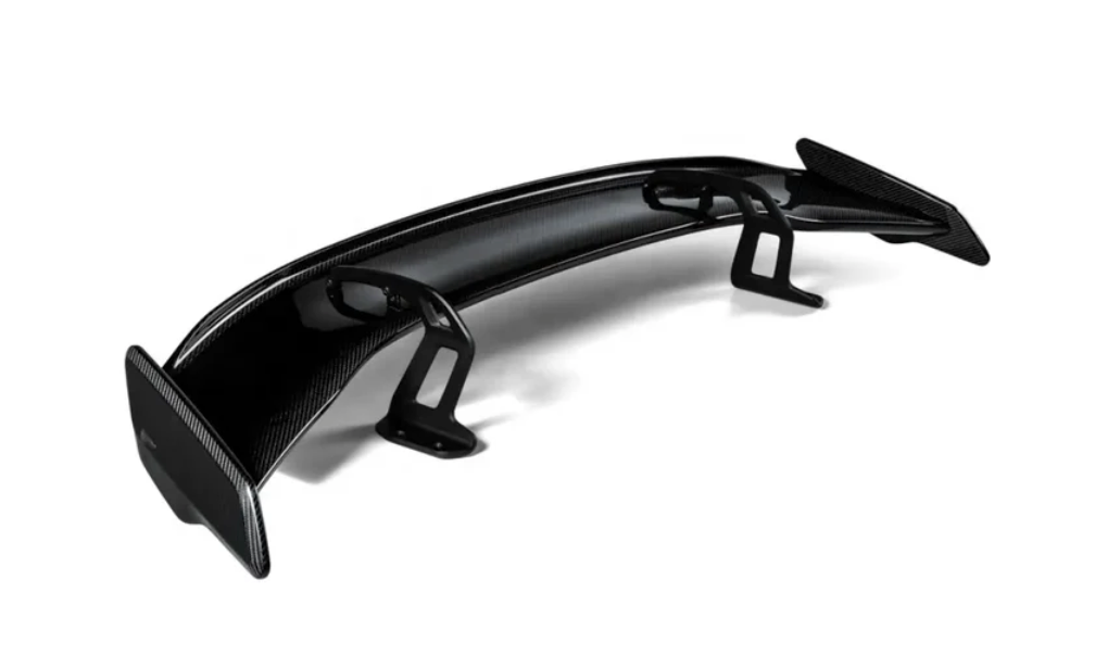 BMW G87 M2 carbon fiber rear wing installed side view