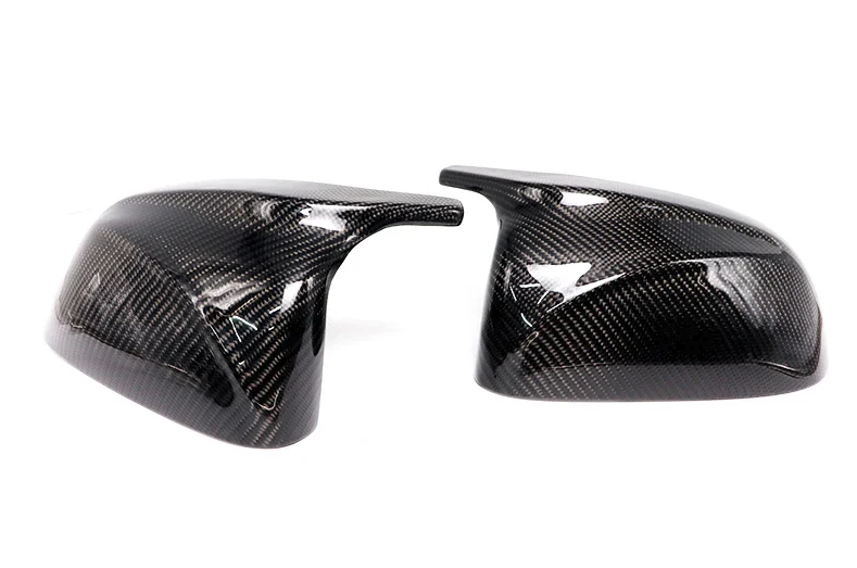 Front view of M style BMW G01 X3 carbon fiber mirror cap