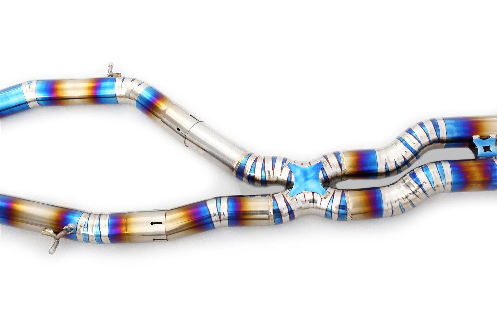 Polished titanium catback exhaust installed on BMW F82 M4 coupe