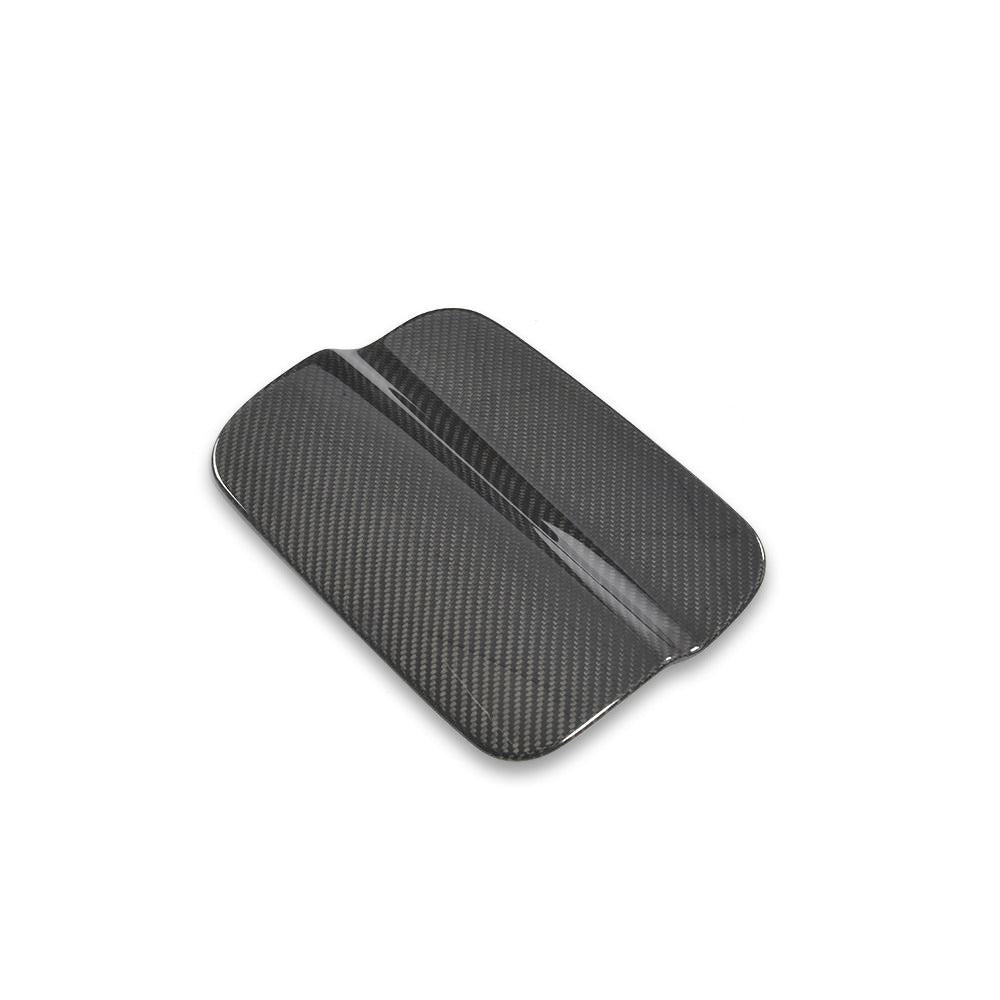 F82 M4 fuel tank cover carbon fiber front view installed