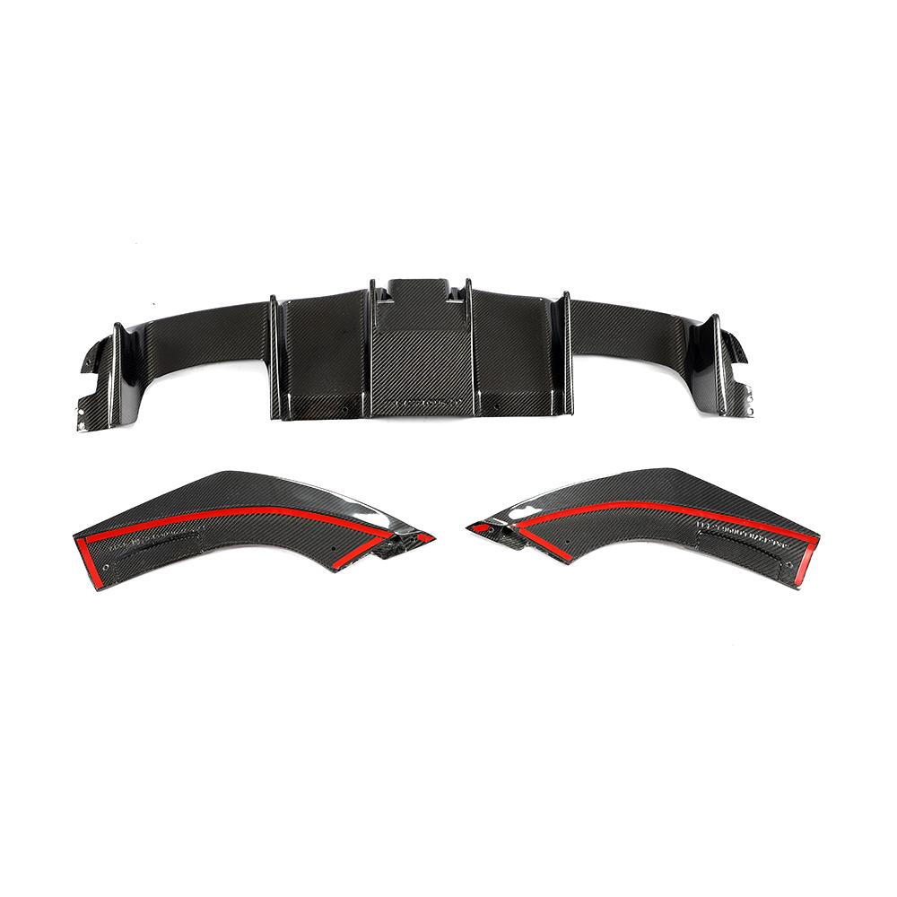 BMW F87 M2 carbon fiber rear diffuser with LED light installed